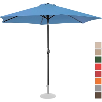 Parasol ogrodowy okrągły duży uchylny z korbką śr. 300 cm niebieski