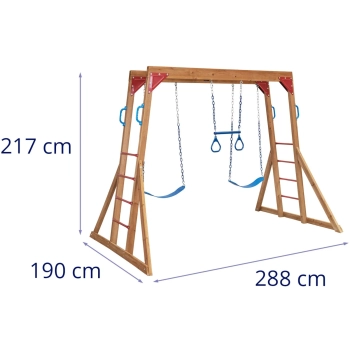 Plac zabaw ogrodowy 2 huśtawki drabinki kółka gimnastyczne