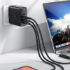 Szybka ładowarka sieciowa GaN 3x USB-C 1x USB-A + kabel kątowy USB-C 100W 2m czarny