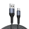 ZESTAW 3x kabel przewód USB - USB-C w oplocie 0.25m / 1.2m / 2m 3A szary