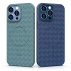 Etui pokrowiec plecionka do iPhone 13 z MagSafe Woven Case granatowy