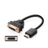 Kabel przewód adapter przejściówka DVI żeński - HDMI męski 22cm czarny