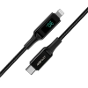 Kabel przewód w oplocie z ekranem LED do iPhone MFI USB-C - Lightning 1.2m 30W 3A czarny