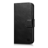 2w1 etui skórzany pokrowiec z klapką iPhone 14 Pro Anti-RFID Oil Wax Wallet Case czarny