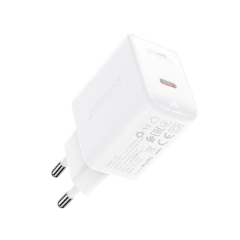 Ładowarka sieciowa GaN USB-C 30W PD QC 3.0 AFC FCP biały