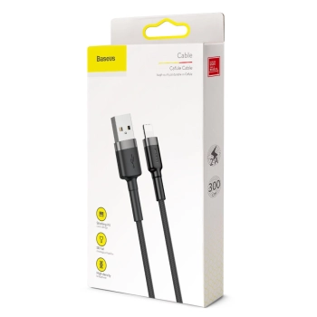 Wytrzymały nylonowy kabel przewód USB Iphone Lightning QC3.0 2A 3M czarno-szary