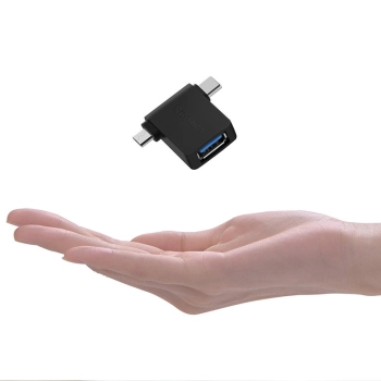 Adapter przejściówka OTG 2w1 USB do USB-C / micro USB - czarny