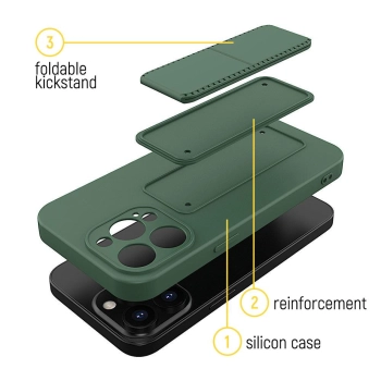 Silikonowe etui z podstawką iPhone 13 Pro Max Kickstand Case szare