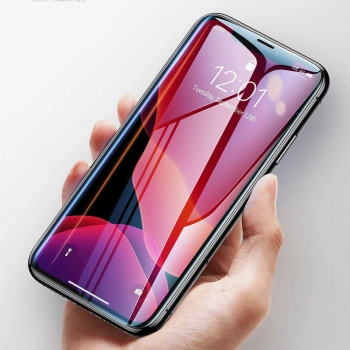 2x Szkło hartowane 9H na cały ekran z ramką iPhone 11 / XR + pozycjoner czarny