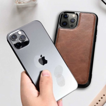 Etui pokryte naturalną skórą do iPhone 12 Pro Max Leather Oil Wax czarny