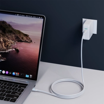 Kabel przewód USB-C z diodą LED 100W 2m biały