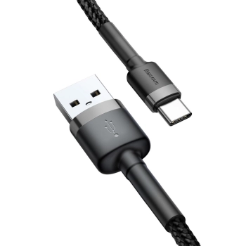 Wytrzymały nylonowy kabel przewód USB USB-C 2A 3M czarno-szary