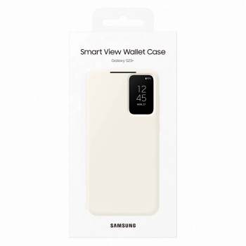 Etui pokrowiec z klapką portfel na kartę Samsung Galaxy S23+ Smart View Wallet Case kremowe