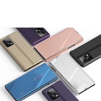 Błyszczące etui z klapką do Xiaomi Redmi Note 12 Pro+ Clear View Case niebieski