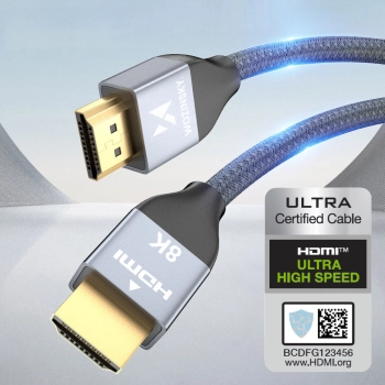 Kabel przewód HDMI 2.1 8K 60 Hz 48 Gbps 4K 120 Hz 2K 144 Hz 5 m srebrny