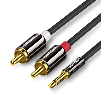 Kabel przewód audio 3.5mm mini jack - 2RCA 2m czarny