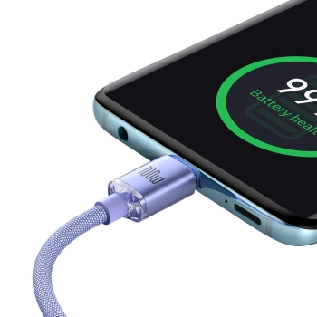 Kabel przewód do szybkiego ładowania i transferu danych USB-C USB-C 100W 2m fioletowy