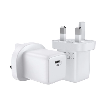 Mała szybka ładowarka zasilacz USB-C PD 5-12V 25W wtyczka UK - biały