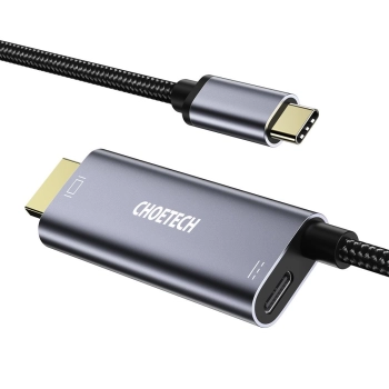 Przejściówka adapter USB Typ C - HDMI 4K + USB Typ C PD do MacBook PC 1.8m szary