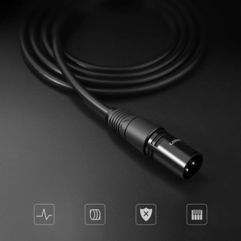 Przedłużacz kabel przewód audio do mikrofonu XLR 1m czarny