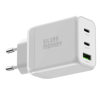 Ładowarka sieciowa GaN 65W 2x USB-C PD 1x USB-A QC 3.0 biała