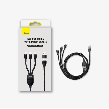 Kabel przewód 4w1 USB+USB-C do USB-C / iPhone Lightning / micro USB 1.2m - niebieski