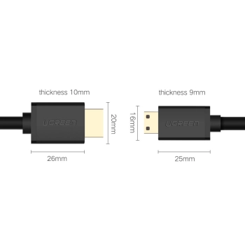 Kabel przewód przejściówka HDMI - mini HDMI 2.0v 4K 60Hz 30AWG 1.5m czarny