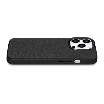 Skórzane etui iPhone 14 Pro magnetyczne z MagSafe Litchi Premium Leather Case czarny