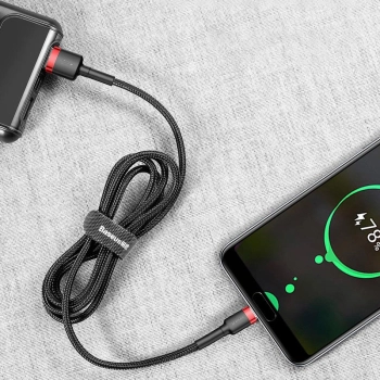 Wytrzymały nylonowy kabel przewód USB USB-C 2A 3M czarno-szary