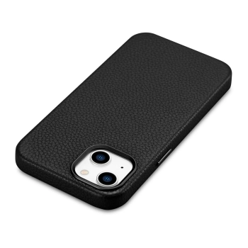 Skórzane etui iPhone 14 Plus magnetyczne z MagSafe Litchi Premium Leather Case czarny