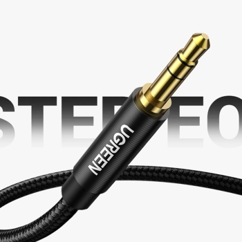 Kabel przewód audio AUX wtyczka prosta minijack 3.5 mm 1m czarny