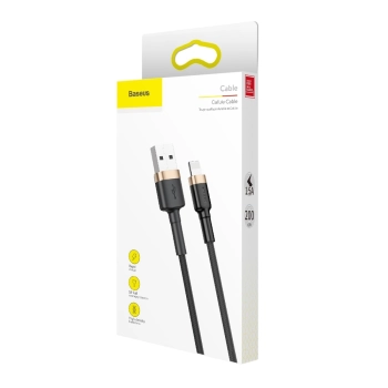 Wytrzymały elastyczny kabel przewód USB Iphone Lightning QC3.0 1.5A 2M czarno-złoty