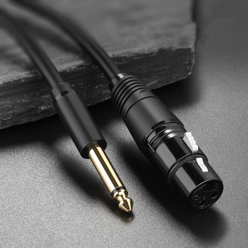 Przejściówka kabel audio do mikrofonu XLR żeński - 6.35 mm jack męski 3m czarny