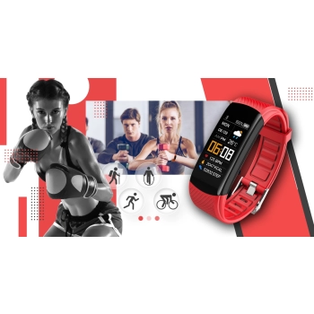 Smartband Giewont Fit&GO Duo GW200-1 - Black + Pasek Alert Red