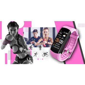 Smartband Giewont Fit&GO Duo GW200-4 - Black + Pasek Think Pink