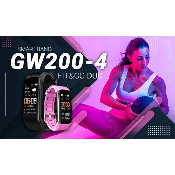 Smartband Giewont Fit&GO Duo GW200-4 - Black + Pasek Think Pink