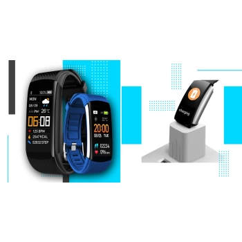 Smartband Giewont Fit&GO Duo GW200-7 - Black + Pasek Sky Blue