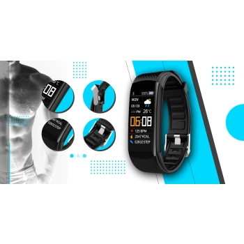 Smartband Giewont Fit&GO Duo GW200-7 - Black + Pasek Sky Blue