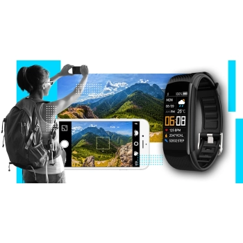 Smartband Giewont Fit&GO Duo GW200-7 - Black + Pasek Sky Blue