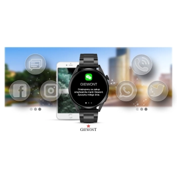 Smartwatch Giewont Vertex SmartCall GW450-2 Carbon/Carbon Leather