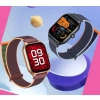 Smartwatch Rubicon RNCF03-1 Czarny+ Niebiesko-Pomarańczowy Pasek Parciany