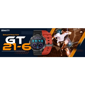 Smartwatch Gravity GT21-6 + Czerwony Pasek Silikonowy