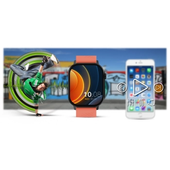 Smartwatch Gravity GT15-3 Czerwony Pasek Silikonowy + Czarna Bransoleta