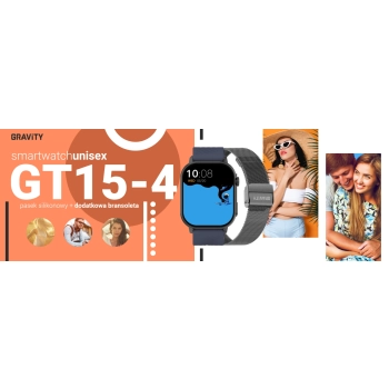 Smartwatch Gravity GT15-4 Niebieski Pasek Silikonowy + Tytanowa Bransoleta