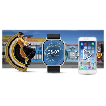 Smartwatch Gravity GT15-9 Czarny Pasek Silikonowy + Srebrna Bransoleta