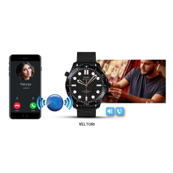 Smartwatch Veltori VT150-1 Czarny Pasek Silikonowy + Czarna Bransoleta