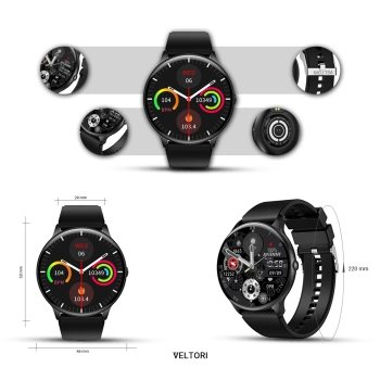 Smartwatch Veltori VT160-1 Czarny Pasek Silikonowy