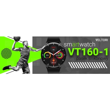 Smartwatch Veltori VT160-1 Czarny Pasek Silikonowy