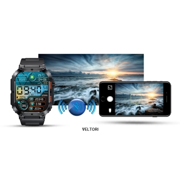 Smartwatch Veltori VT200-1 Czarny Pasek Silikonowy